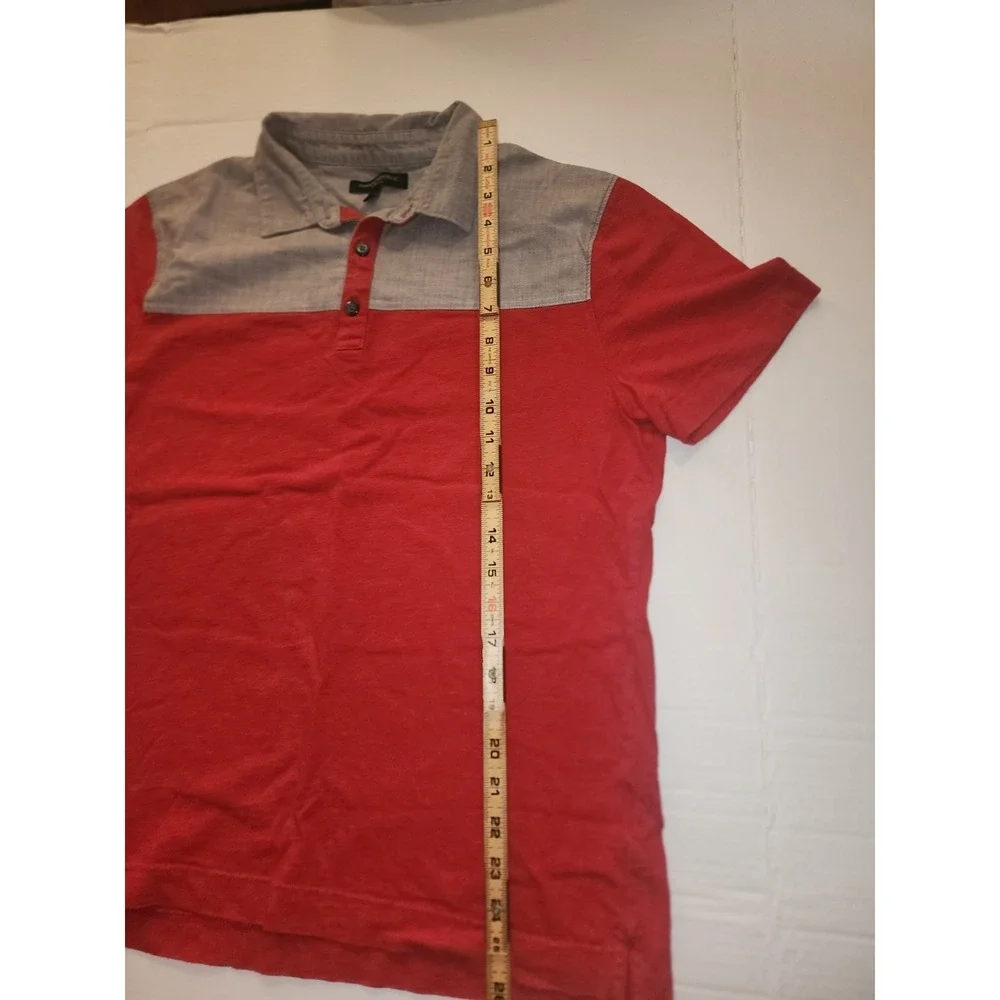 Banana Republic Gray Red Polo Short Sleeve Men's L Slim Fit